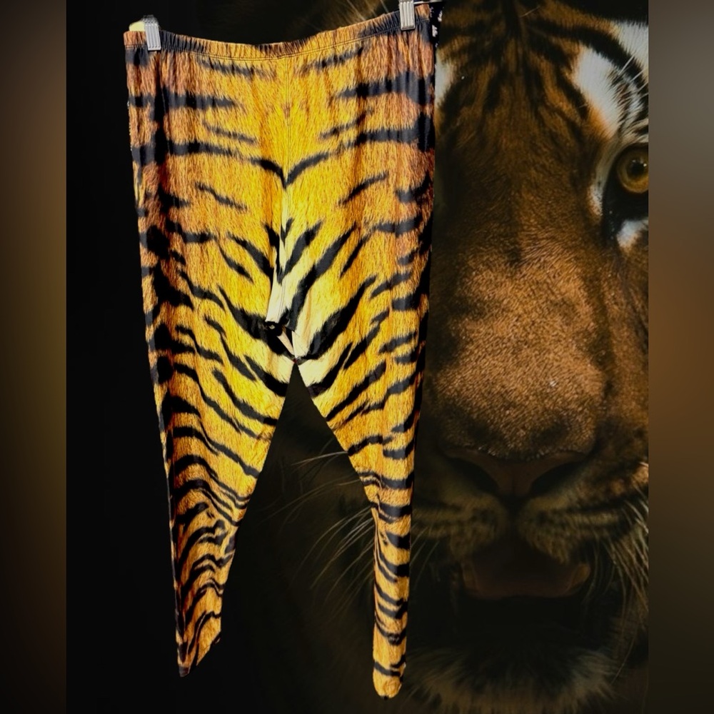 USA fashion women’s plus one size tiger animal print leggings full length LSU